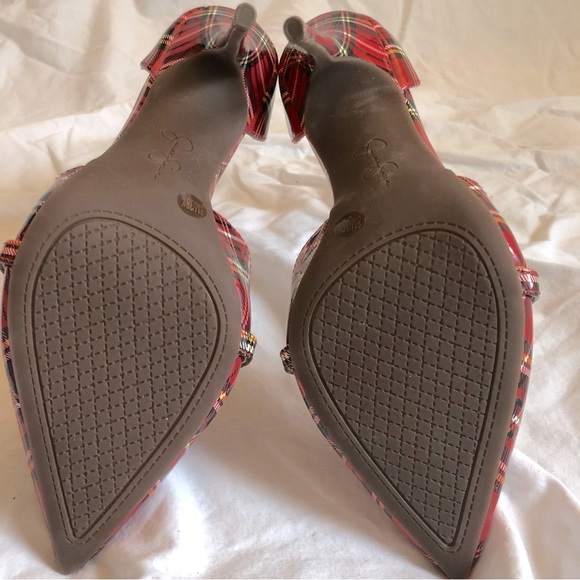 JESSICA SIMPSON Wilrou Plaid Patent T-Strap Heels - Picture 8 of 16